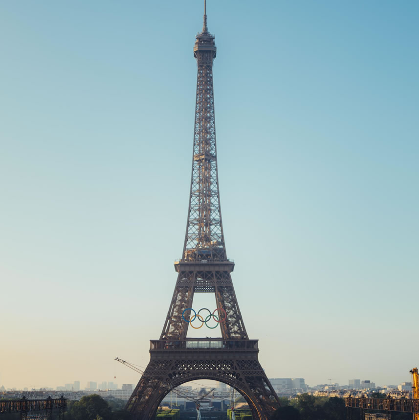 Spectacular Paris 2024: Eiffel Tower Decorated with Olympic Rings for Games